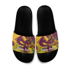 Brisbane Broncos Slide Sandals Golden Wattle Floral Polynesian - Australian Flower - Rugby Mascot