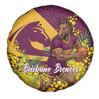 Brisbane Broncos Spare Tire Cover Golden Wattle Floral Polynesian - Australian Flower - Rugby Mascot