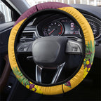 Brisbane Broncos Steering Wheel Cover Golden Wattle Floral Polynesian - Australian Flower - Rugby Mascot