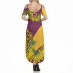 Brisbane Broncos Summer Maxi Dress Golden Wattle Floral Polynesian - Australian Flower - Rugby Mascot