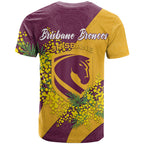 Brisbane Broncos T Shirt Golden Wattle Floral Polynesian - Australian Flower - Rugby Mascot