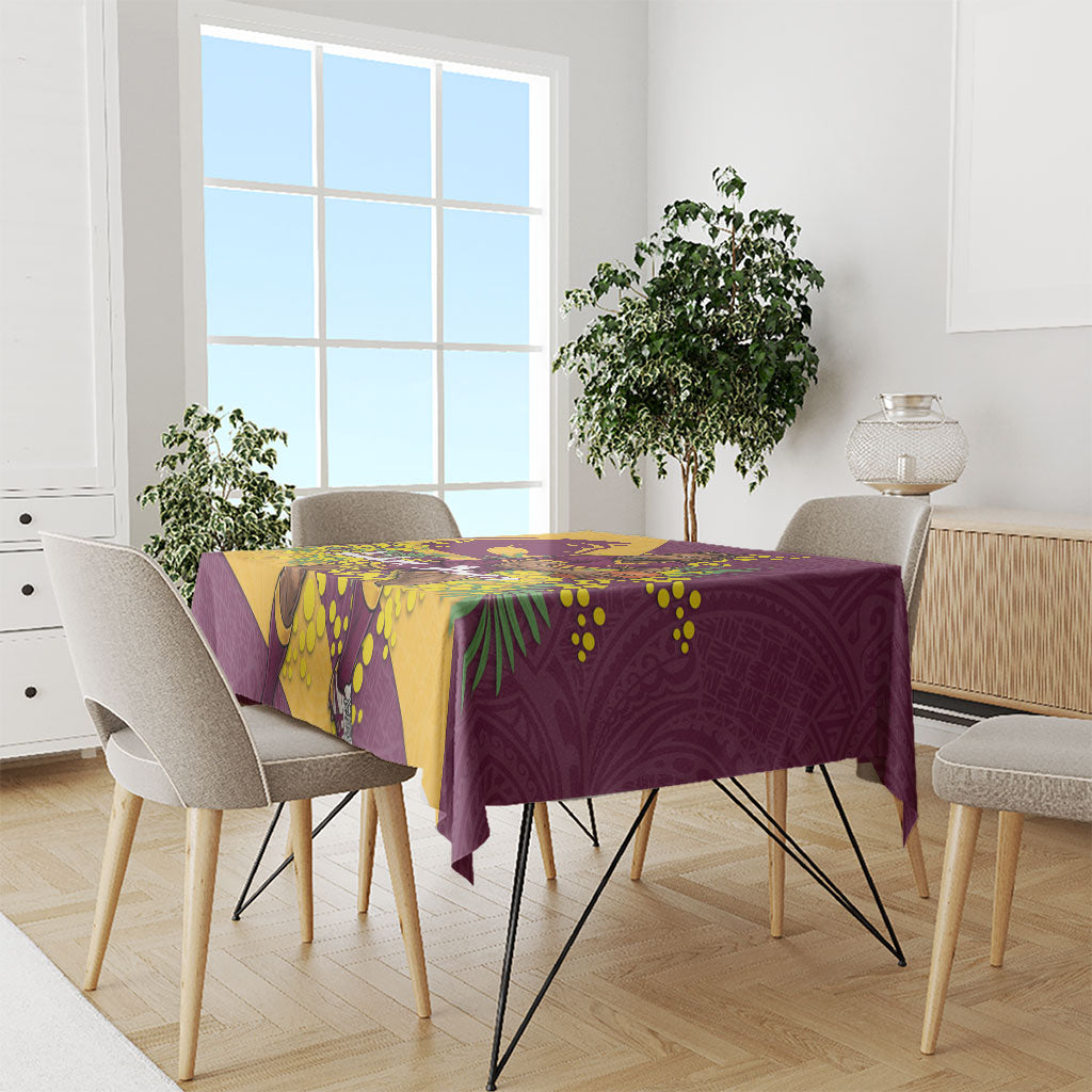 Brisbane Broncos Tablecloth Golden Wattle Floral Polynesian - Australian Flower - Rugby Mascot