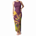 Brisbane Broncos Tank Maxi Dress Golden Wattle Floral Polynesian - Australian Flower - Rugby Mascot