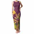 Brisbane Broncos Tank Maxi Dress Golden Wattle Floral Polynesian - Australian Flower - Rugby Mascot