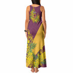 Brisbane Broncos Tank Maxi Dress Golden Wattle Floral Polynesian - Australian Flower - Rugby Mascot