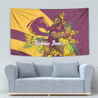 Brisbane Broncos Tapestry Golden Wattle Floral Polynesian - Australian Flower - Rugby Mascot