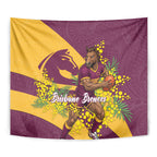 Brisbane Broncos Tapestry Golden Wattle Floral Polynesian - Australian Flower - Rugby Mascot