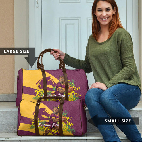 Brisbane Broncos Travel Bag Golden Wattle Floral Polynesian - Australian Flower - Rugby Mascot