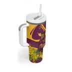 Brisbane Broncos Tumbler With Handle Golden Wattle Floral Polynesian - Australian Flower - Rugby Mascot