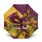 Brisbane Broncos Umbrella Golden Wattle Floral Polynesian - Australian Flower - Rugby Mascot