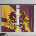 Brisbane Broncos Window Curtain Golden Wattle Floral Polynesian - Australian Flower - Rugby Mascot
