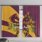 Brisbane Broncos Window Curtain Golden Wattle Floral Polynesian - Australian Flower - Rugby Mascot