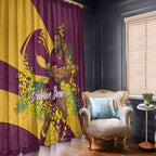 Brisbane Broncos Window Curtain Golden Wattle Floral Polynesian - Australian Flower - Rugby Mascot
