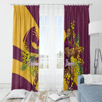 Brisbane Broncos Window Curtain Golden Wattle Floral Polynesian - Australian Flower - Rugby Mascot