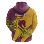 Brisbane Broncos Zip Hoodie Golden Wattle Floral Polynesian - Australian Flower - Rugby Mascot