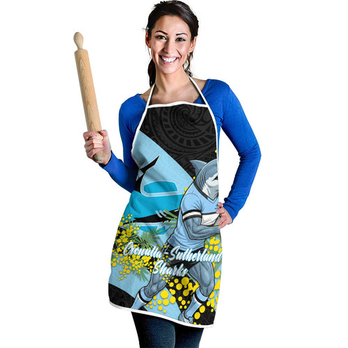 Cronulla Sutherland Sharks Apron Golden Wattle Floral Polynesian - Australian Flower - Rugby Mascot