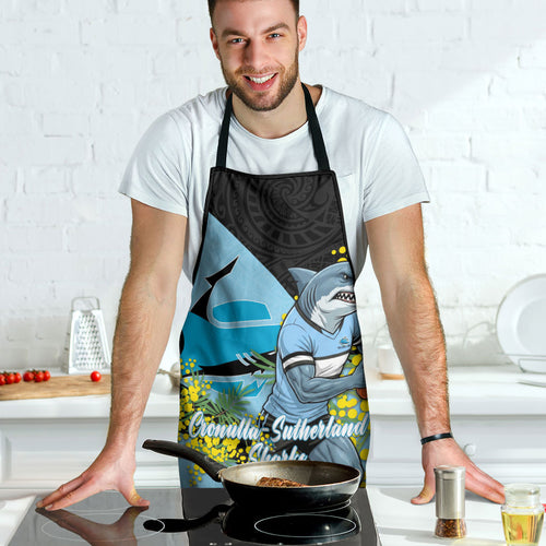 Cronulla Sutherland Sharks Apron Golden Wattle Floral Polynesian - Australian Flower - Rugby Mascot