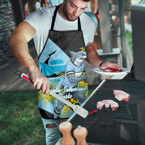 Cronulla Sutherland Sharks Apron Golden Wattle Floral Polynesian - Australian Flower - Rugby Mascot