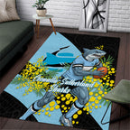 Cronulla Sutherland Sharks Area Rug Golden Wattle Floral Polynesian - Australian Flower - Rugby Mascot