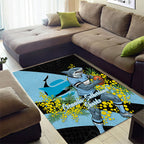Cronulla Sutherland Sharks Area Rug Golden Wattle Floral Polynesian - Australian Flower - Rugby Mascot
