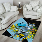 Cronulla Sutherland Sharks Area Rug Golden Wattle Floral Polynesian - Australian Flower - Rugby Mascot