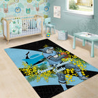 Cronulla Sutherland Sharks Area Rug Golden Wattle Floral Polynesian - Australian Flower - Rugby Mascot