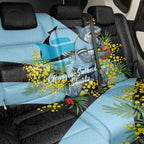 Cronulla Sutherland Sharks Back Car Seat Cover Golden Wattle Floral Polynesian - Australian Flower - Rugby Mascot