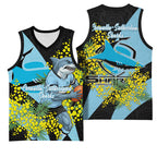 Cronulla Sutherland Sharks Basketball Jersey Golden Wattle Floral Polynesian - Australian Flower - Rugby Mascot
