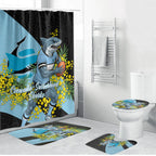 Cronulla Sutherland Sharks Bathroom Set Golden Wattle Floral Polynesian - Australian Flower - Rugby Mascot