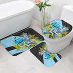 Cronulla Sutherland Sharks Bathroom Set Golden Wattle Floral Polynesian - Australian Flower - Rugby Mascot