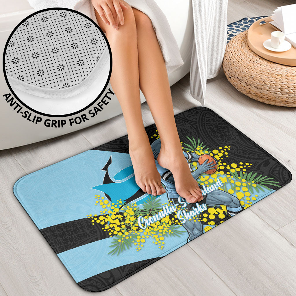 Cronulla Sutherland Sharks Bathroom Set Golden Wattle Floral Polynesian - Australian Flower - Rugby Mascot