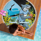 Cronulla Sutherland Sharks Beach Blanket Golden Wattle Floral Polynesian - Australian Flower - Rugby Mascot
