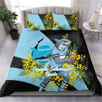 Cronulla Sutherland Sharks Bedding Set Golden Wattle Floral Polynesian - Australian Flower - Rugby Mascot