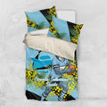 Cronulla Sutherland Sharks Bedding Set Golden Wattle Floral Polynesian - Australian Flower - Rugby Mascot