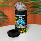 Cronulla Sutherland Sharks 4 in 1 Can Cooler Tumbler Golden Wattle Floral Polynesian - Australian Flower - Rugby Mascot
