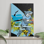 Cronulla Sutherland Sharks Canvas Wall Art Golden Wattle Floral Polynesian - Australian Flower - Rugby Mascot