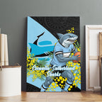 Cronulla Sutherland Sharks Canvas Wall Art Golden Wattle Floral Polynesian - Australian Flower - Rugby Mascot