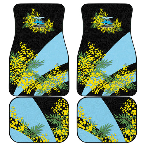Cronulla Sutherland Sharks Car Mats Golden Wattle Floral Polynesian - Australian Flower - Rugby Mascot