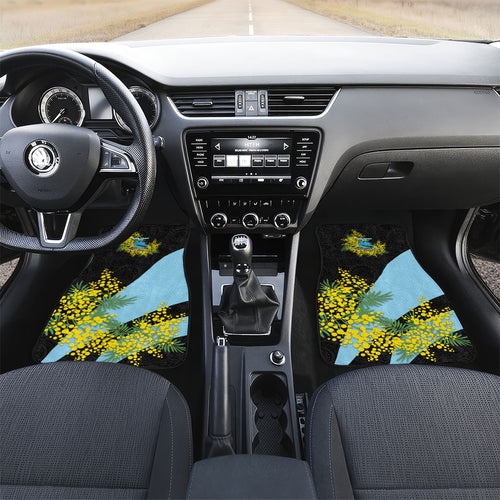 Cronulla Sutherland Sharks Car Mats Golden Wattle Floral Polynesian - Australian Flower - Rugby Mascot
