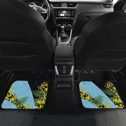 Cronulla Sutherland Sharks Car Mats Golden Wattle Floral Polynesian - Australian Flower - Rugby Mascot