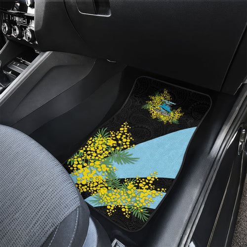 Cronulla Sutherland Sharks Car Mats Golden Wattle Floral Polynesian - Australian Flower - Rugby Mascot