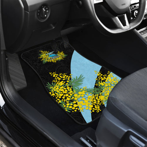 Cronulla Sutherland Sharks Car Mats Golden Wattle Floral Polynesian - Australian Flower - Rugby Mascot
