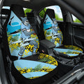 Cronulla Sutherland Sharks Car Seat Cover Golden Wattle Floral Polynesian - Australian Flower - Rugby Mascot