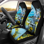 Cronulla Sutherland Sharks Car Seat Cover Golden Wattle Floral Polynesian - Australian Flower - Rugby Mascot