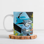 Cronulla Sutherland Sharks Ceramic Mug Golden Wattle Floral Polynesian - Australian Flower - Rugby Mascot