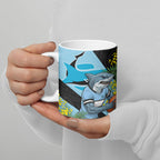 Cronulla Sutherland Sharks Ceramic Mug Golden Wattle Floral Polynesian - Australian Flower - Rugby Mascot