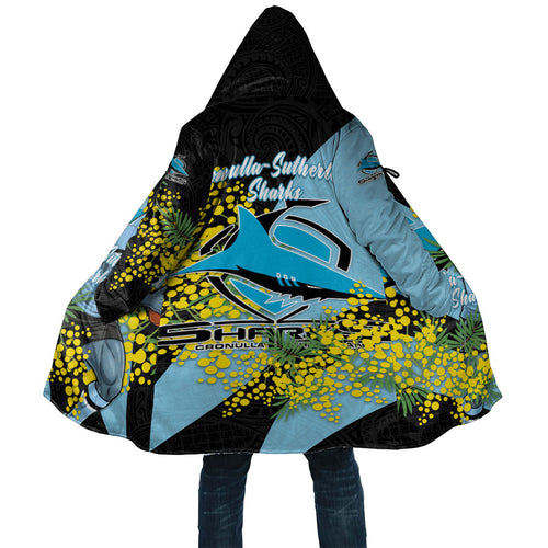 Cronulla Sutherland Sharks Cloak Golden Wattle Floral Polynesian - Australian Flower - Rugby Mascot