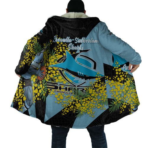 Cronulla Sutherland Sharks Cloak Golden Wattle Floral Polynesian - Australian Flower - Rugby Mascot