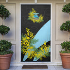 Cronulla Sutherland Sharks Door Cover Golden Wattle Floral Polynesian - Australian Flower - Rugby Mascot