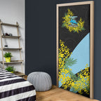Cronulla Sutherland Sharks Door Cover Golden Wattle Floral Polynesian - Australian Flower - Rugby Mascot